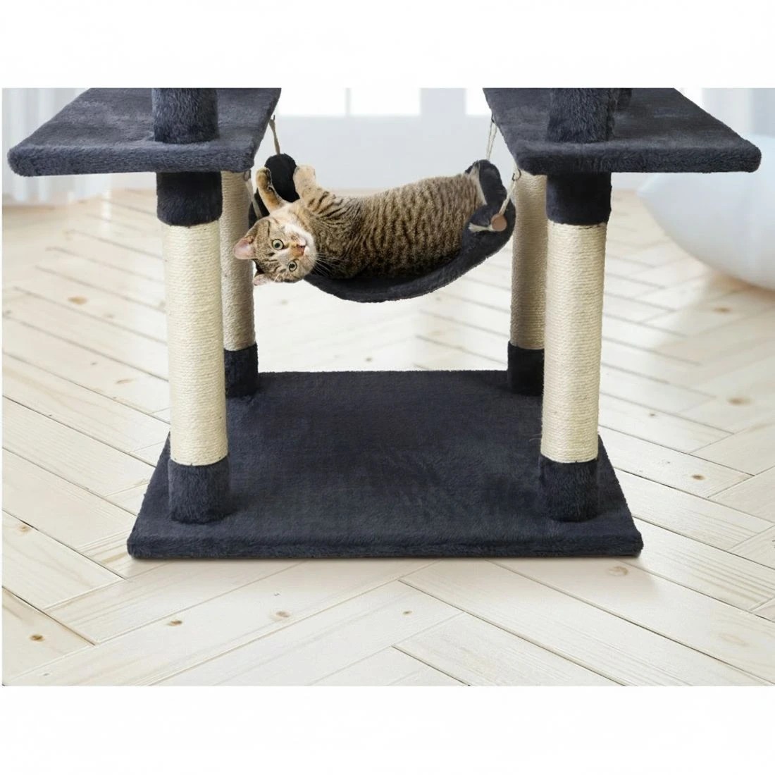 6 i.Pet Cat Tree 184cm Tower Scratching Post Scratcher Wood Trees Condo Bed House - Grey, 6 of 6