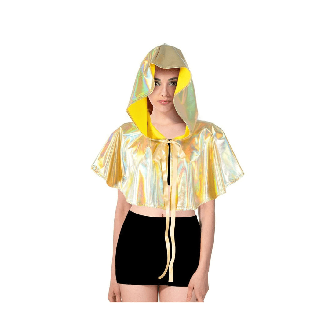 1 BR Costumes Adult Iridescent Metallic Mini Hooded Cape for Halloween, 1 of 2