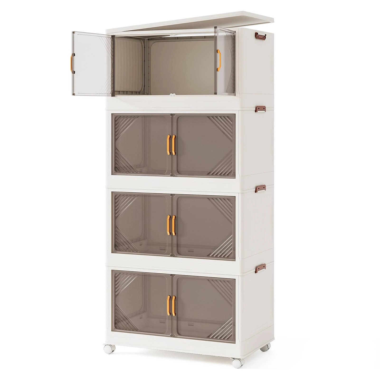 1 Costway 4-Tier Mobile Storage Container w/Lids Foldable Toy Organizer, 1 of 3