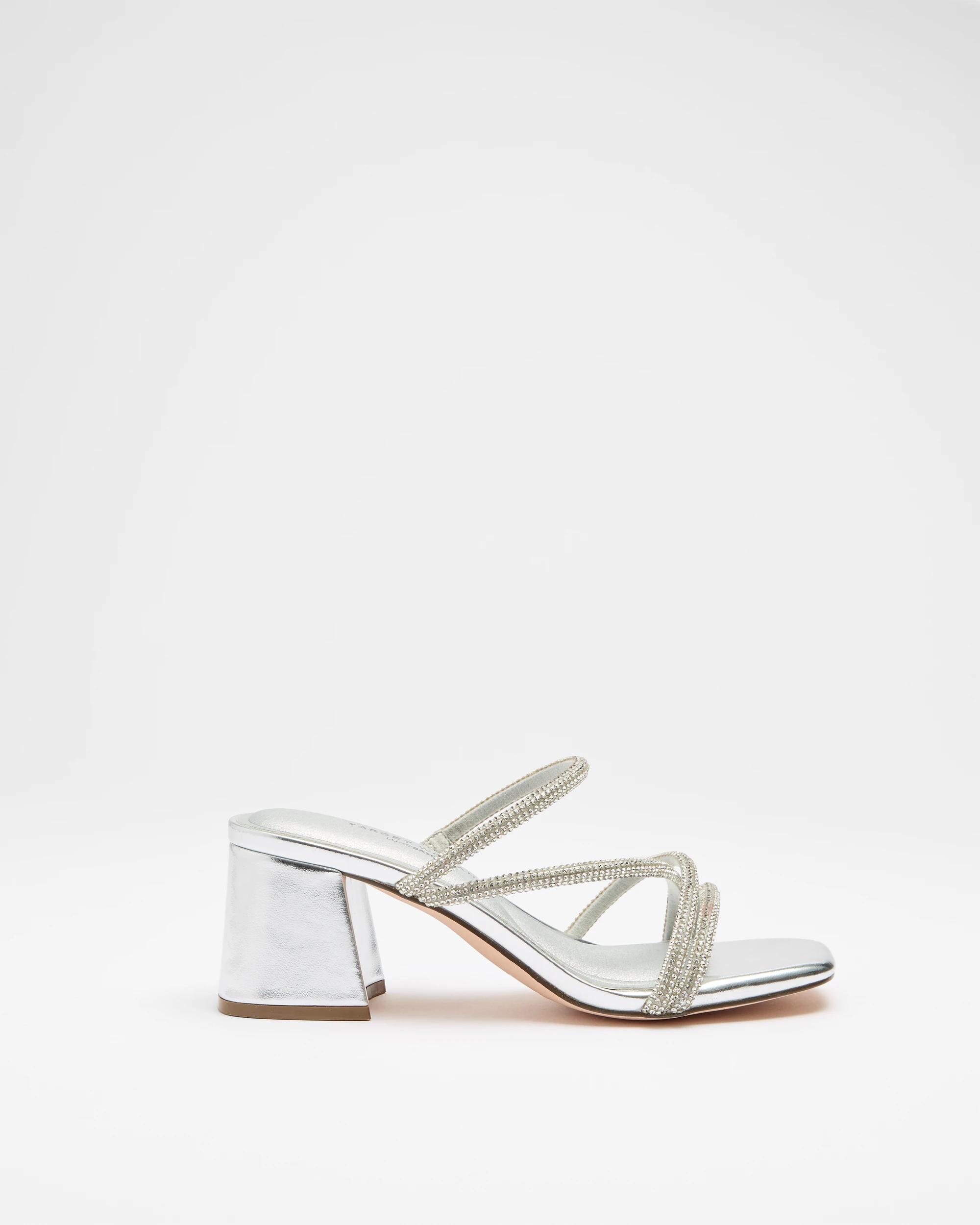 1 Target Womens Strappy Mid Block Heel - Manny SILVER, 1 of 3
