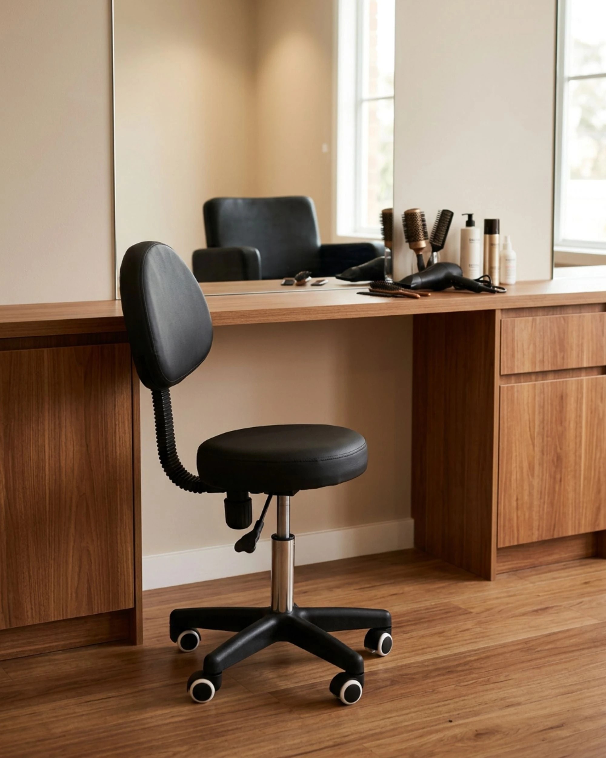 Ellie & Ruby Salon Stool Adjustable Swivel Chair Backrest Hairdressing ...
