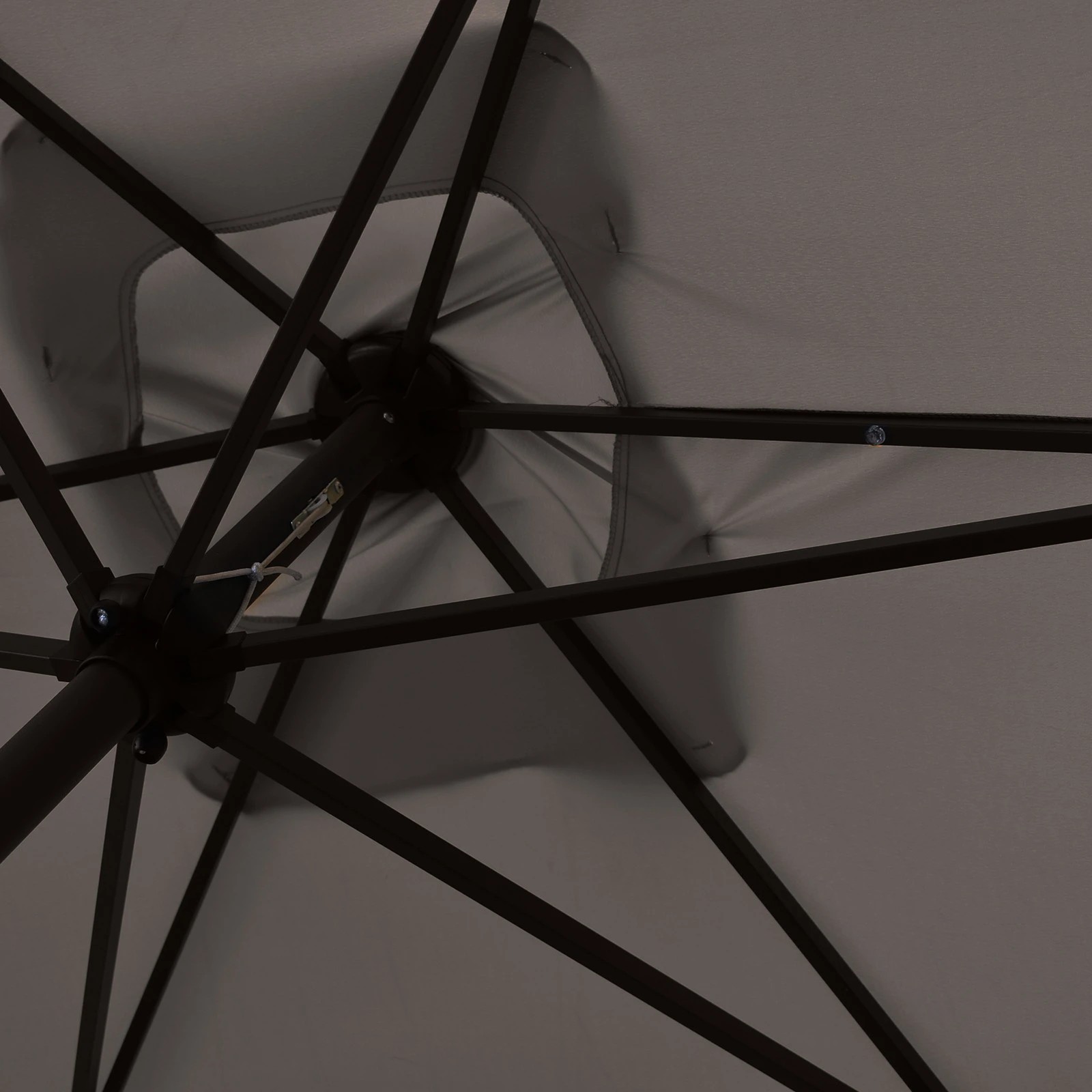 4 Arcadia Furniture Umbrella 3 Metre Umbrella with Solar LED Lights Garden Yard - Charcoal - Charcoal, 4 of 9