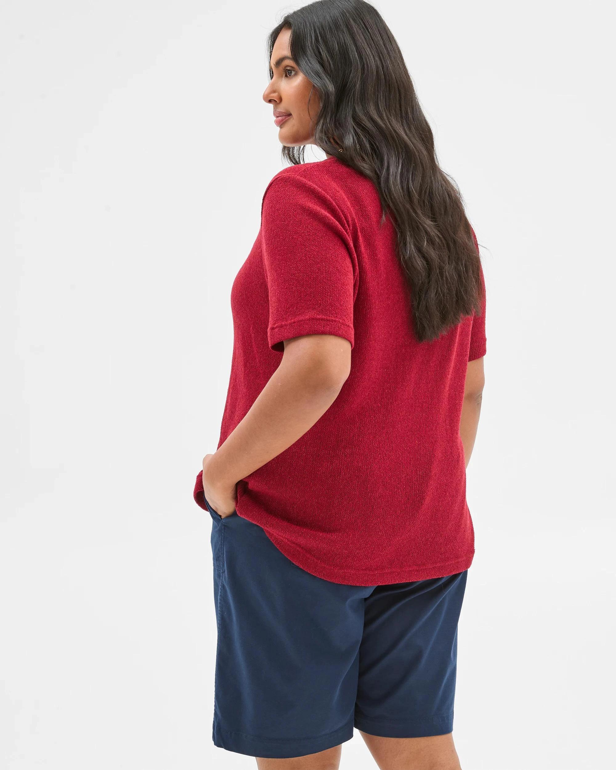 4 Target Plus Size Australian Cotton Blend Textured T-shirt RHUBARB MARLE, 4 of 5