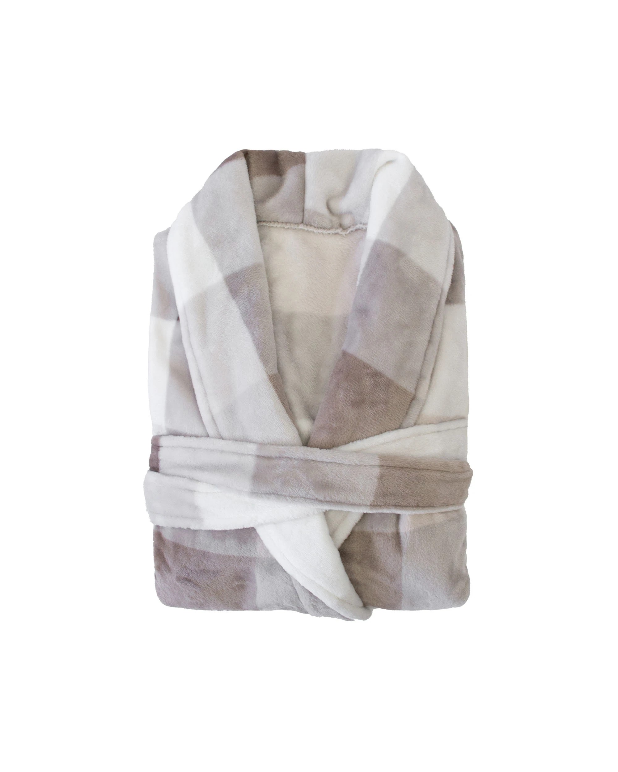 1 Bambury Charlie Ultraplush Soft Polyester Checkered Robe Medium/Large Nougat - Beige, 1 of 1