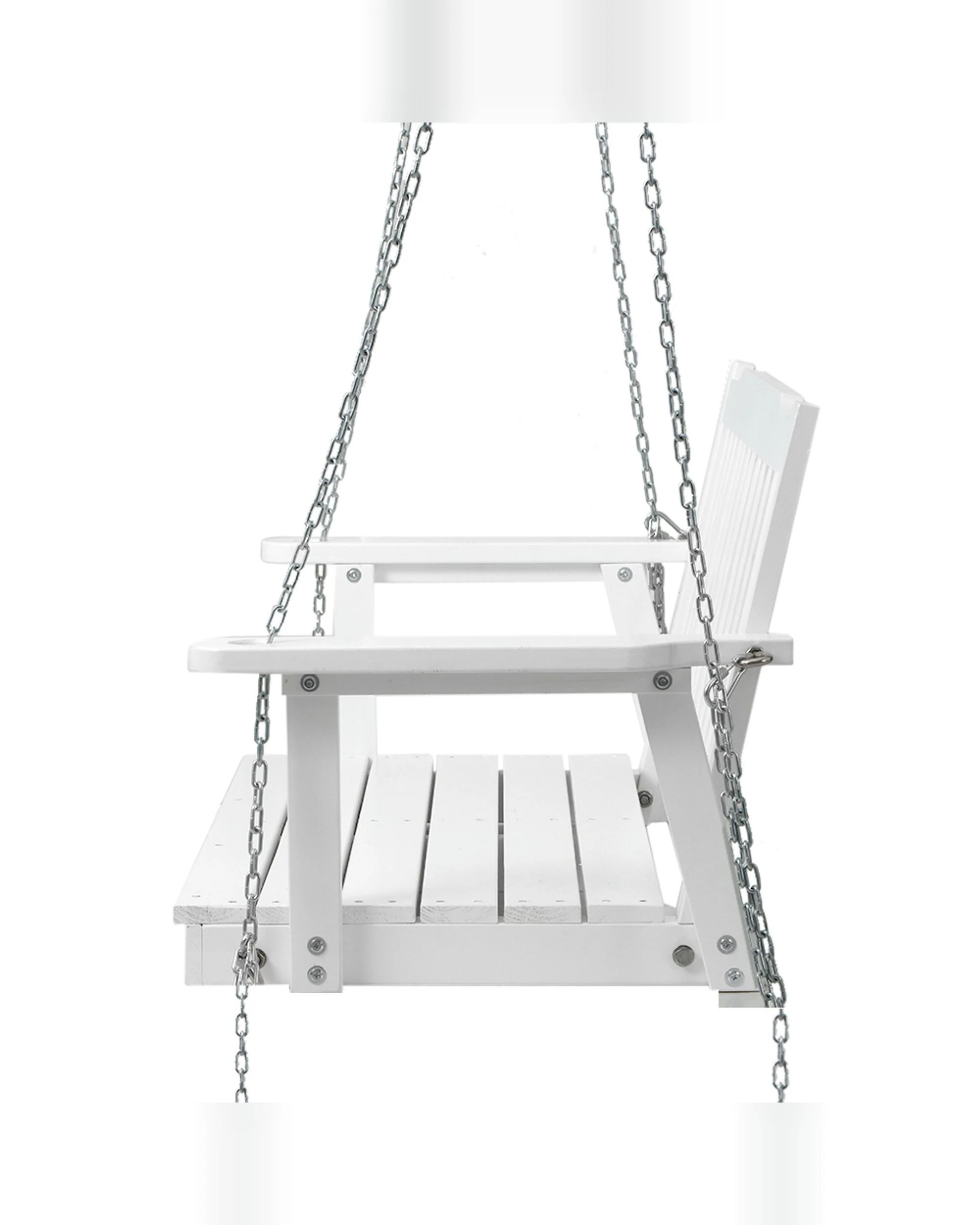 3 Gardeon Porch Swing Chair With Chain Outdoor Furniture Wooden Bench 2 Seat - White, 3 of 6