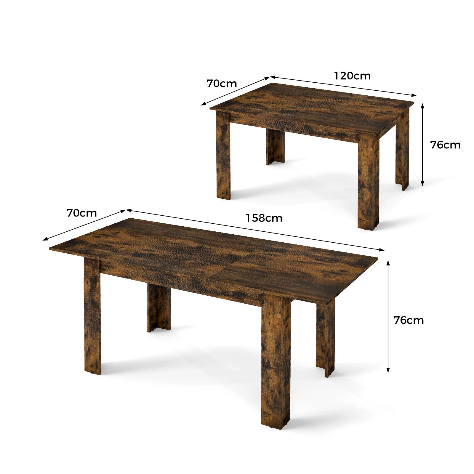 4 Costway 158cm Extendable Dining Table 4-6 People Kitchen Counter Table w/Adjustable Tabletop - Brown, 4 of 4