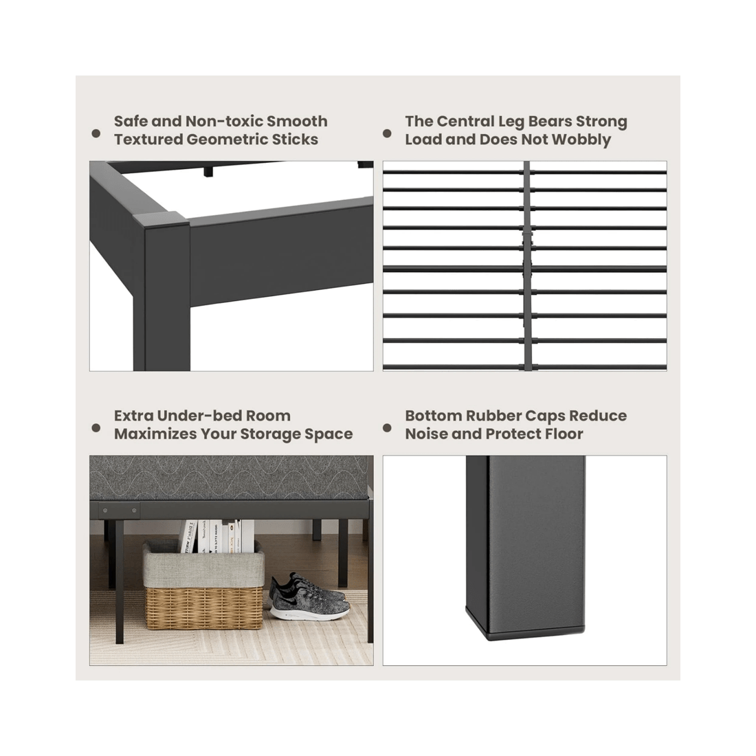 8 Advwin Double Metal Bed Frame Black, 8 of 8