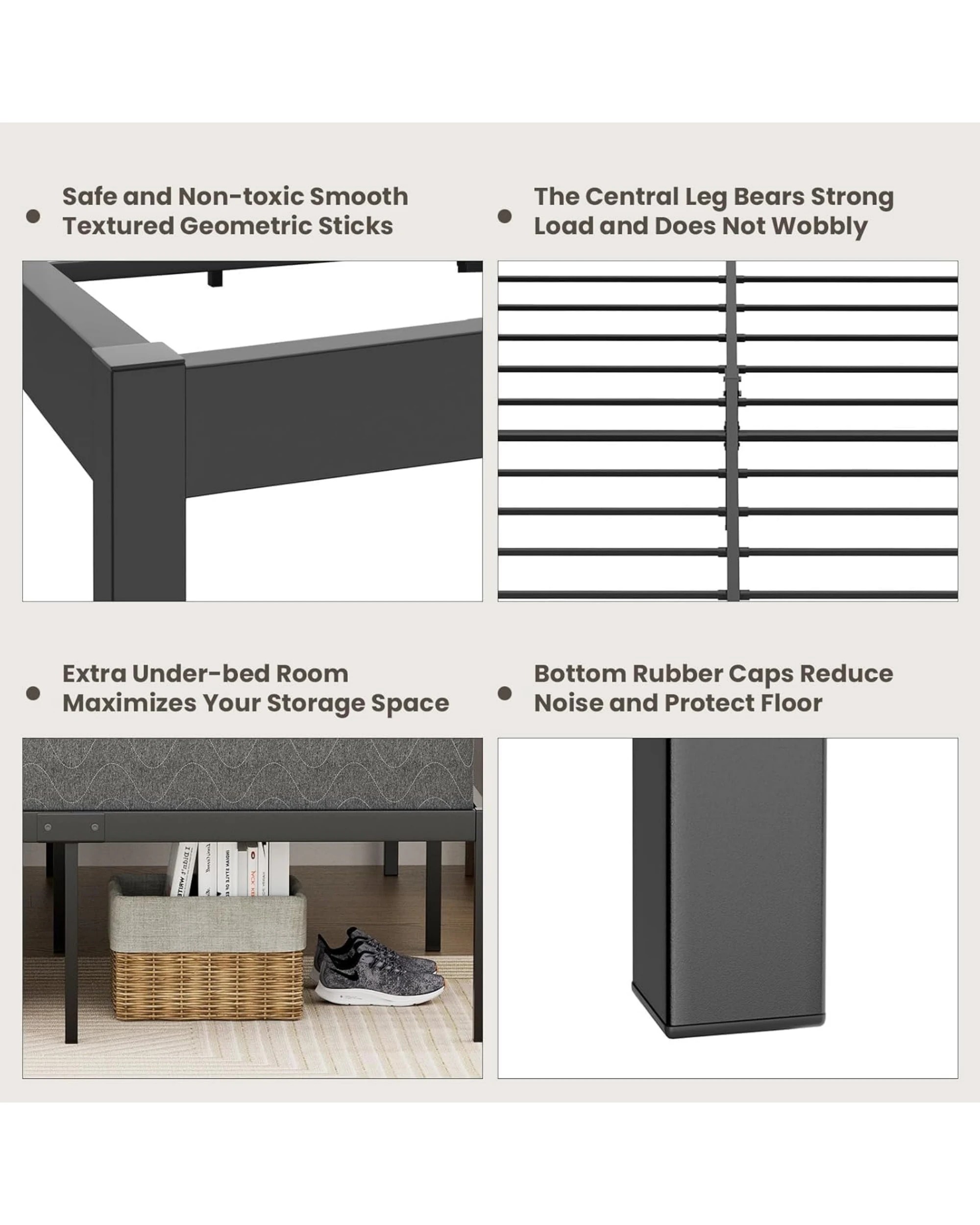 8 Advwin Double Metal Bed Frame Black, 8 of 8