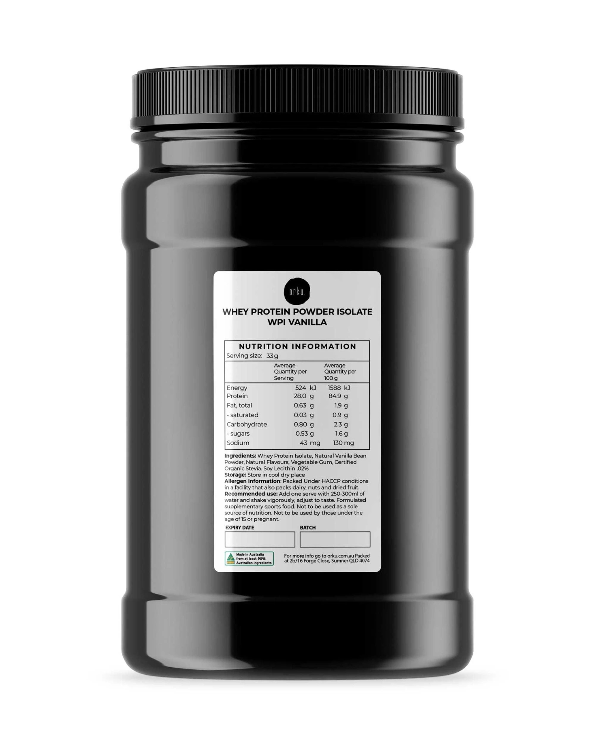 1 Orku 1Kg Whey Protein Isolate WPI Vanilla Powder Jar, 1 of 1