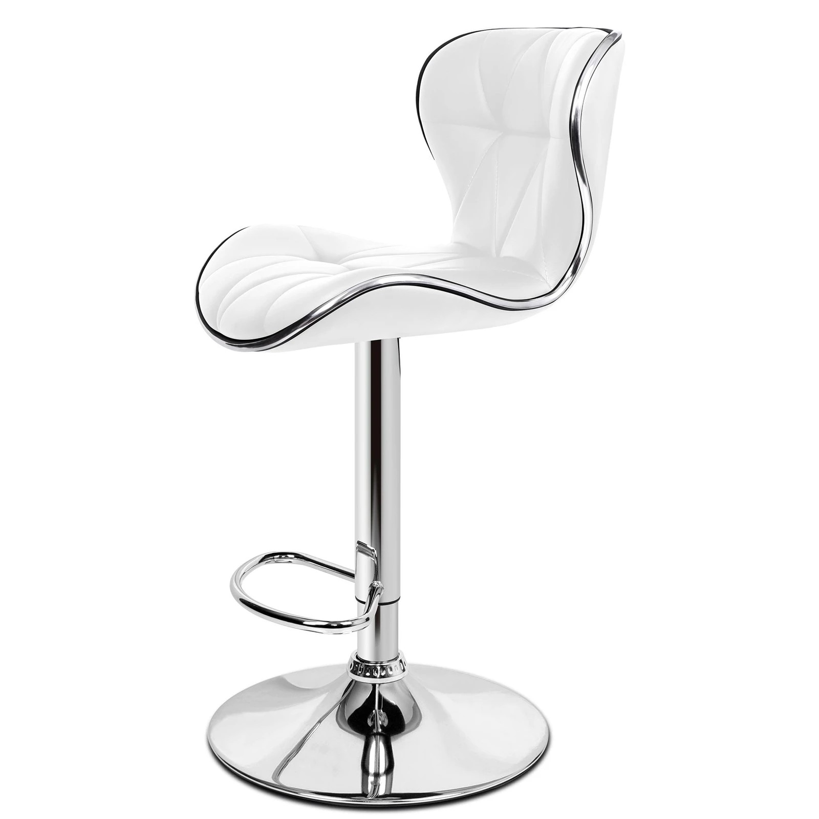 6 Alfordson 2x Bar Stools Luna Kitchen Swivel chair Leather Gas lift - White, 6 of 10