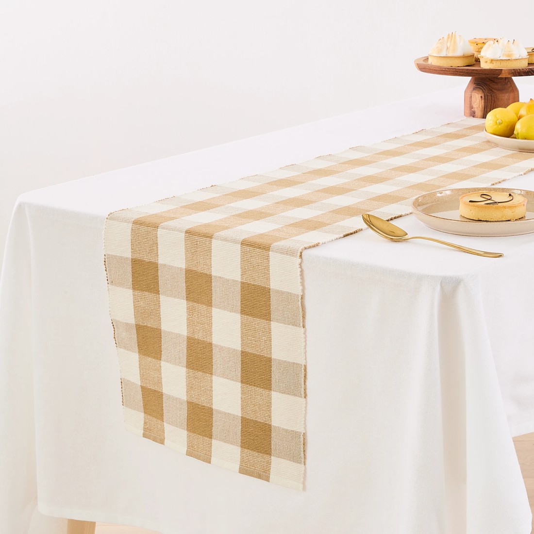 1 Natural Gingham Table Runner, 1 of 5