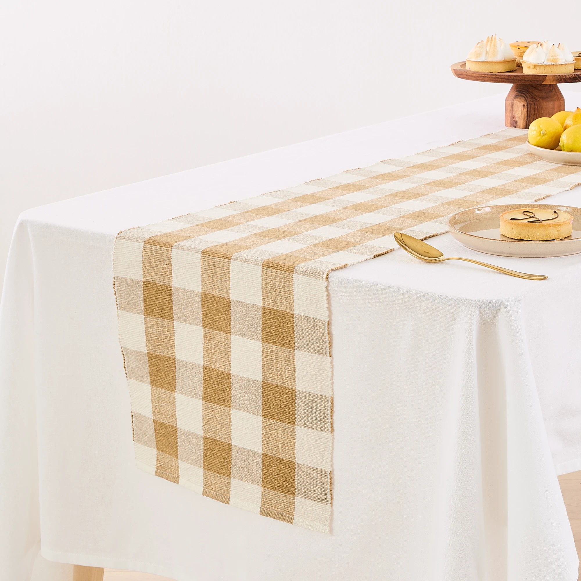 1 Natural Gingham Table Runner, 1 of 5