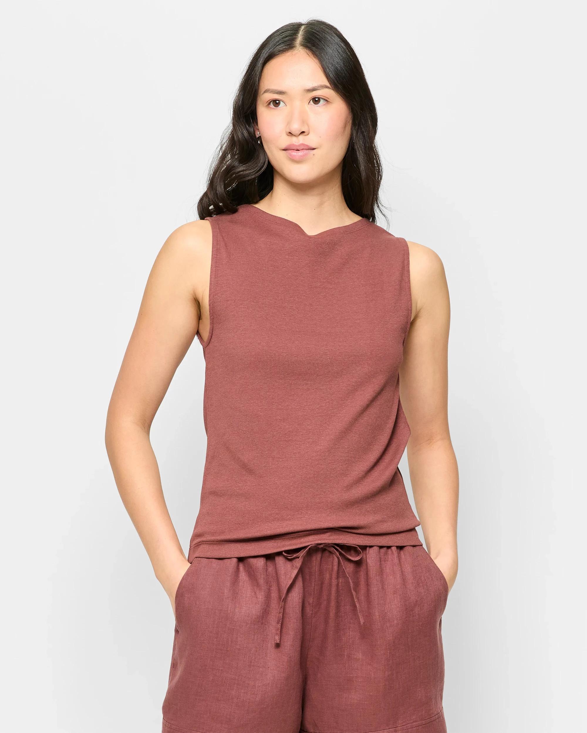 1 Target Soft Touch Boat Neck Rib Tank Top CAROB, 1 of 5