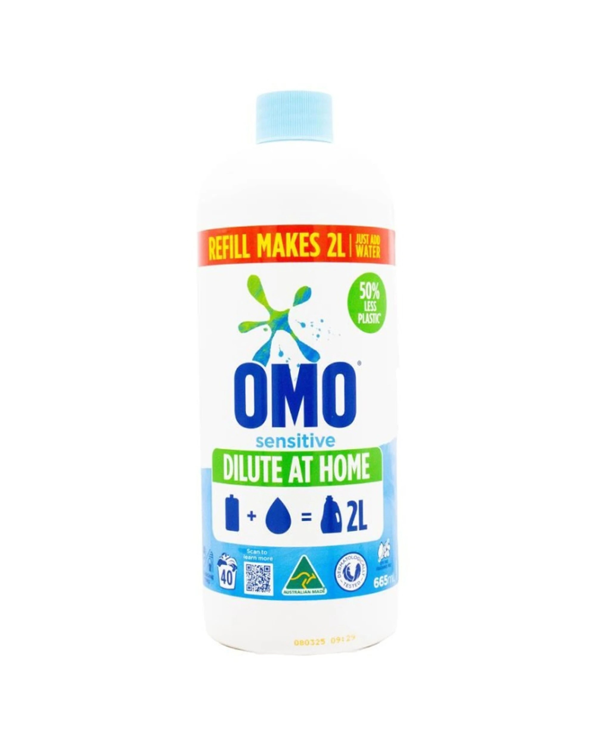 1 Omo Sensitive Laundry Refill Liquid Detergent 665ml Concentrated Dilute, 1 of 3