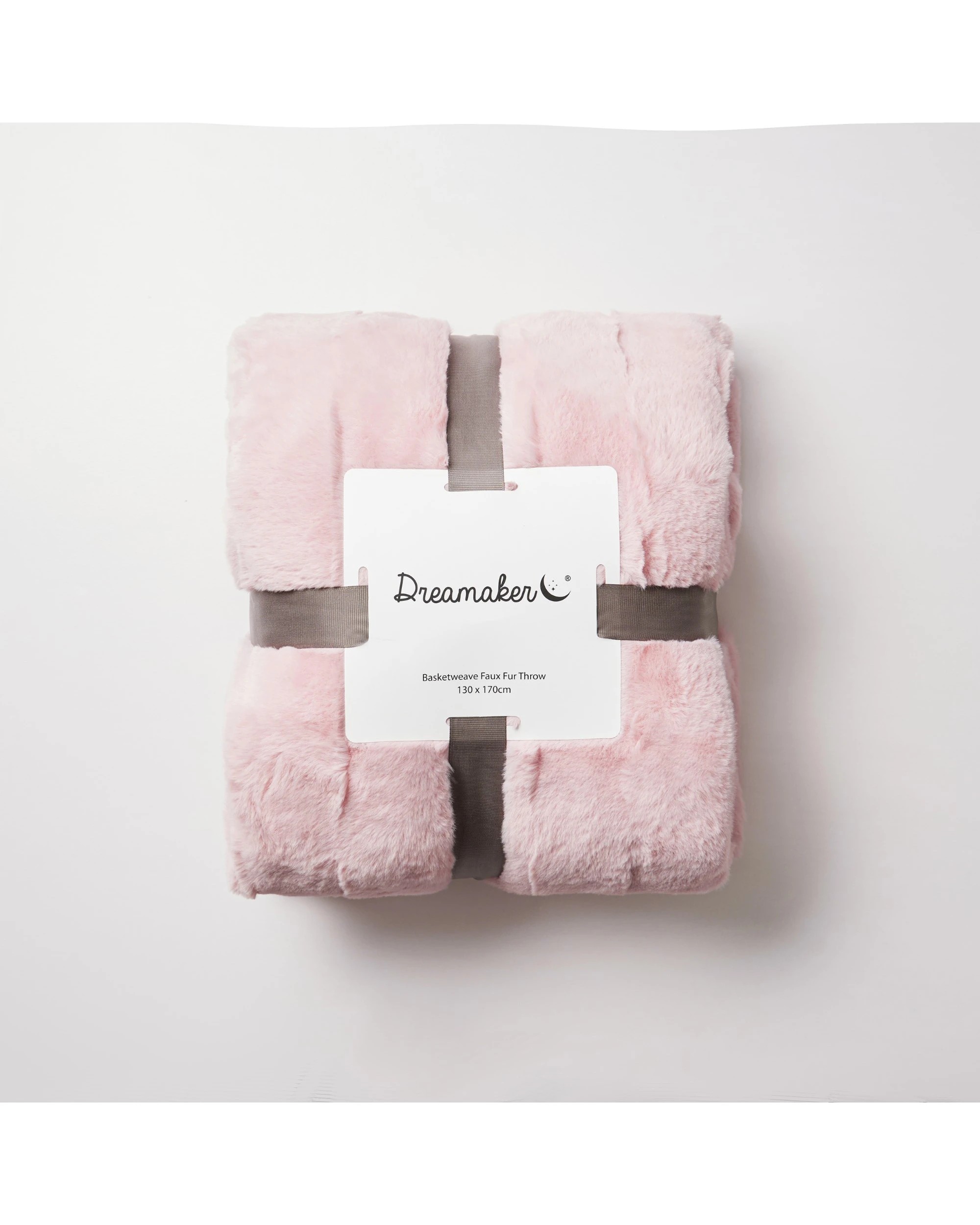 6 Dreamaker Basketweave Faux Fur Throw Blanket 130x170cm - Blush Pink, 6 of 6