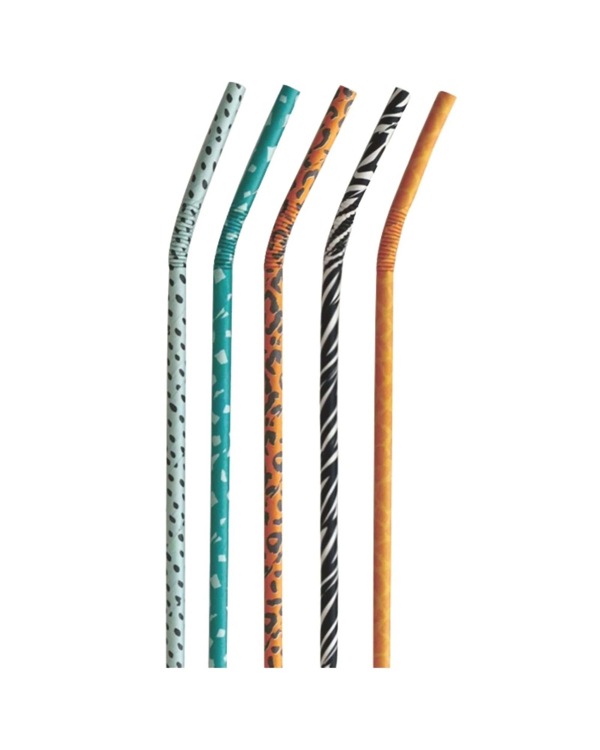 1 Party Maker Animal Print Paper Bendy Straws Pack of 10, 1 of 1