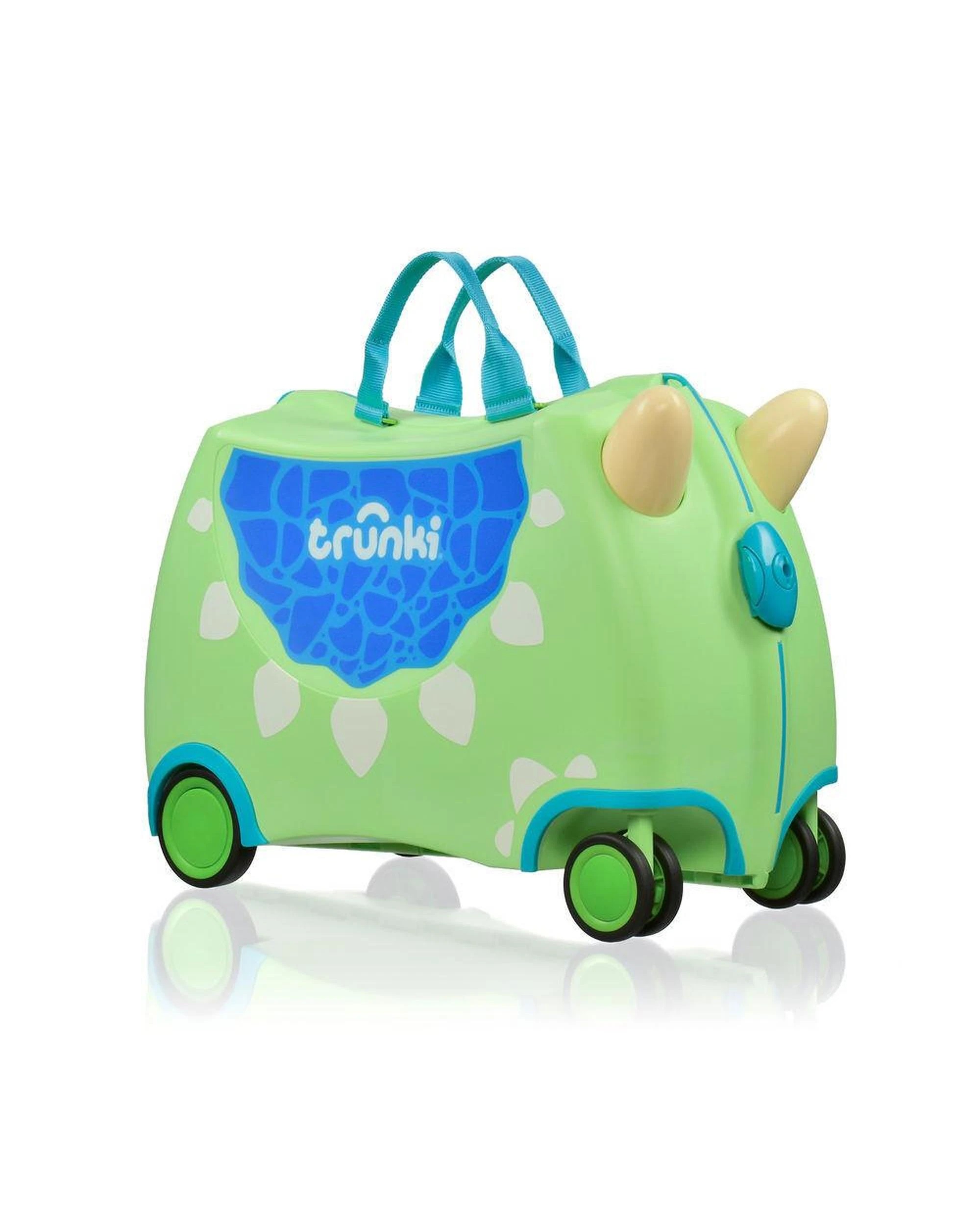 1 Trunki Glide Ride on Luggage Kids Suitcase Toy Box Dudley the Dinosaur, 1 of 8