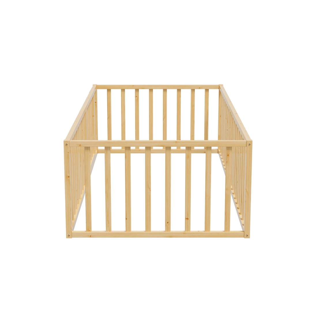 9 Oikiture 2-in-1 Kids Bed Play Centre Fence Gate Single Wood - Natural, 9 of 10