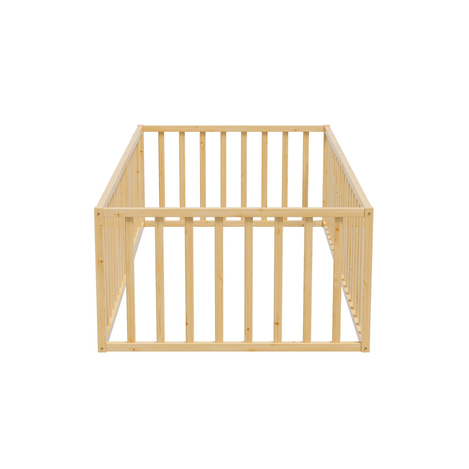 9 Oikiture 2-in-1 Kids Bed Play Centre Fence Gate Single Wood - Natural, 9 of 10