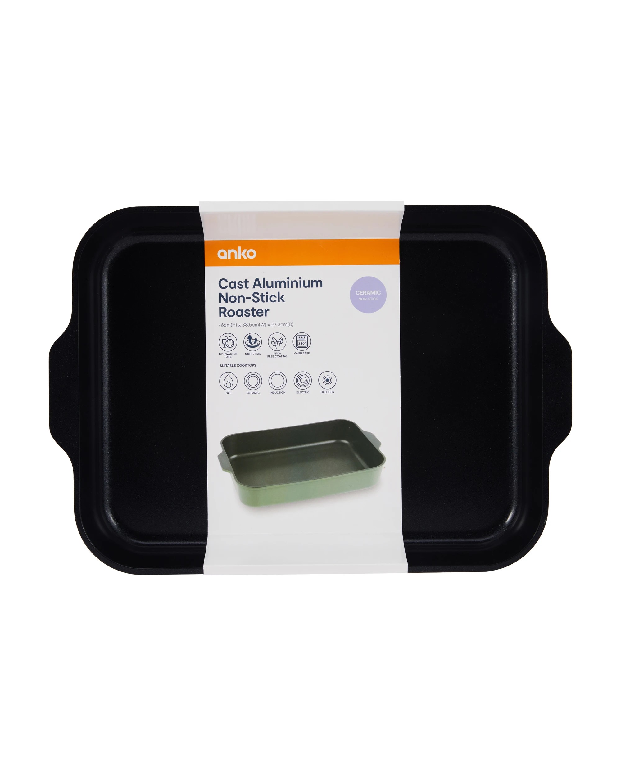 6 Cast Aluminium Non-Stick Roaster - Green, 6 of 6