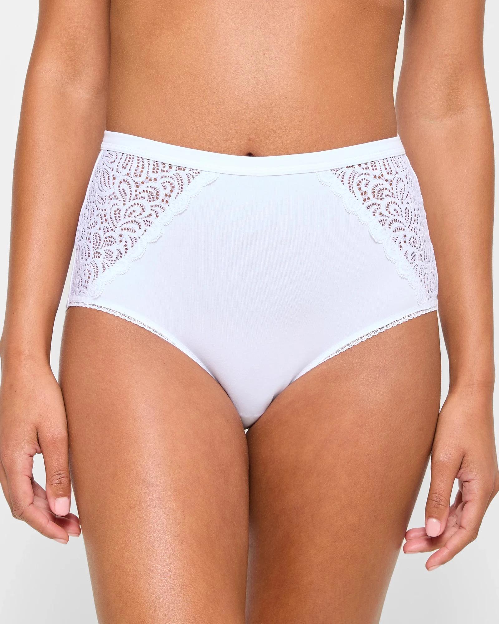 2 Target Woman Australian Cotton Blend Cotton and Lace Full Briefs WHITE, 2 of 4