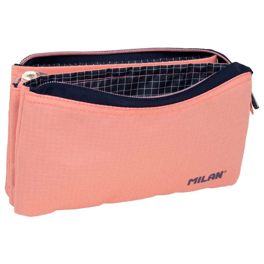 2 Milan Triple Zip Pencil Case Salmon, 2 of 3