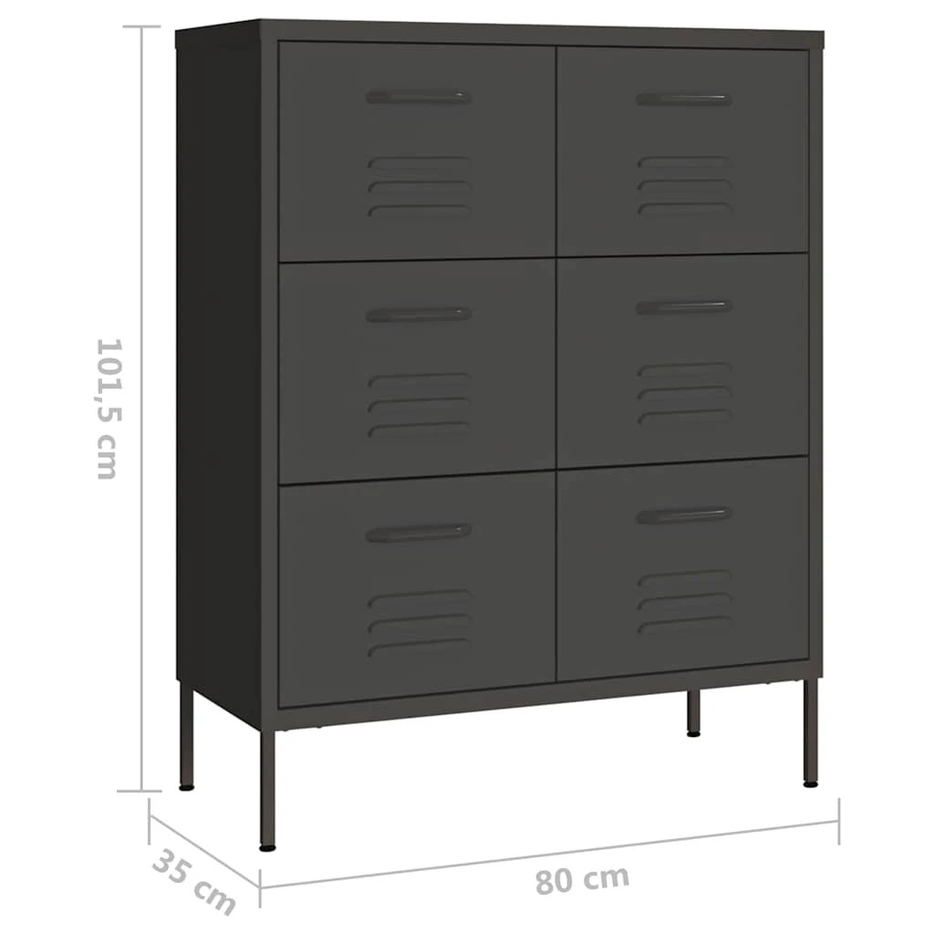 9 Vidaxl Drawer Cabinet - Charcoal, 9 of 10