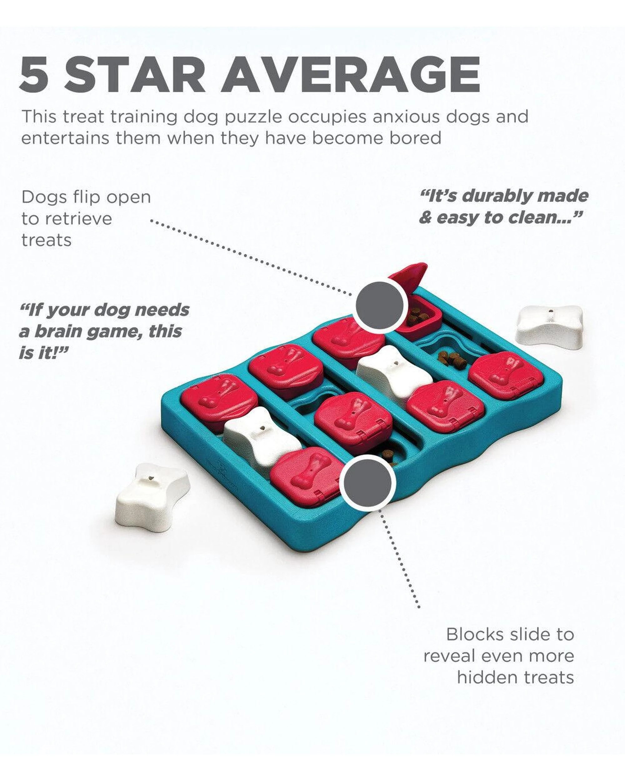 3 Outward Hound Nina Ottosson Dog Brick Puzzle Game Level 2 Dog Toy Blue, 3 of 9