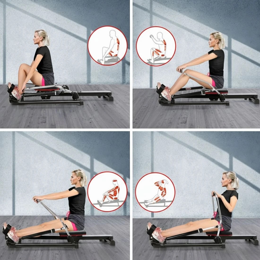 4 Everfit Rowing Machine 12 Levels Hydraulic Rower Fitness Gym Home - Black, 4 of 6