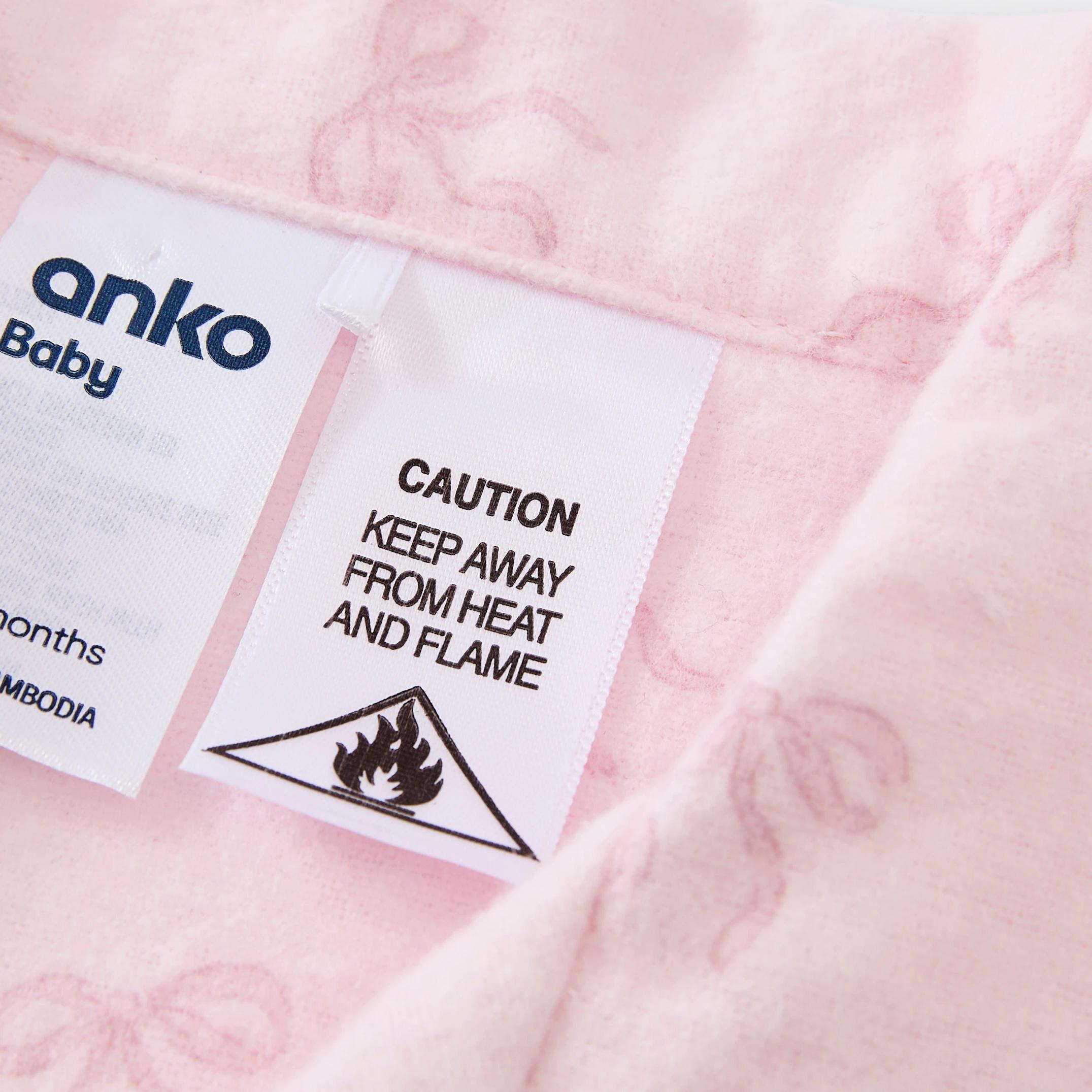 7 Cotton Flannelette Pyjama Set Pink Bow, 7 of 8