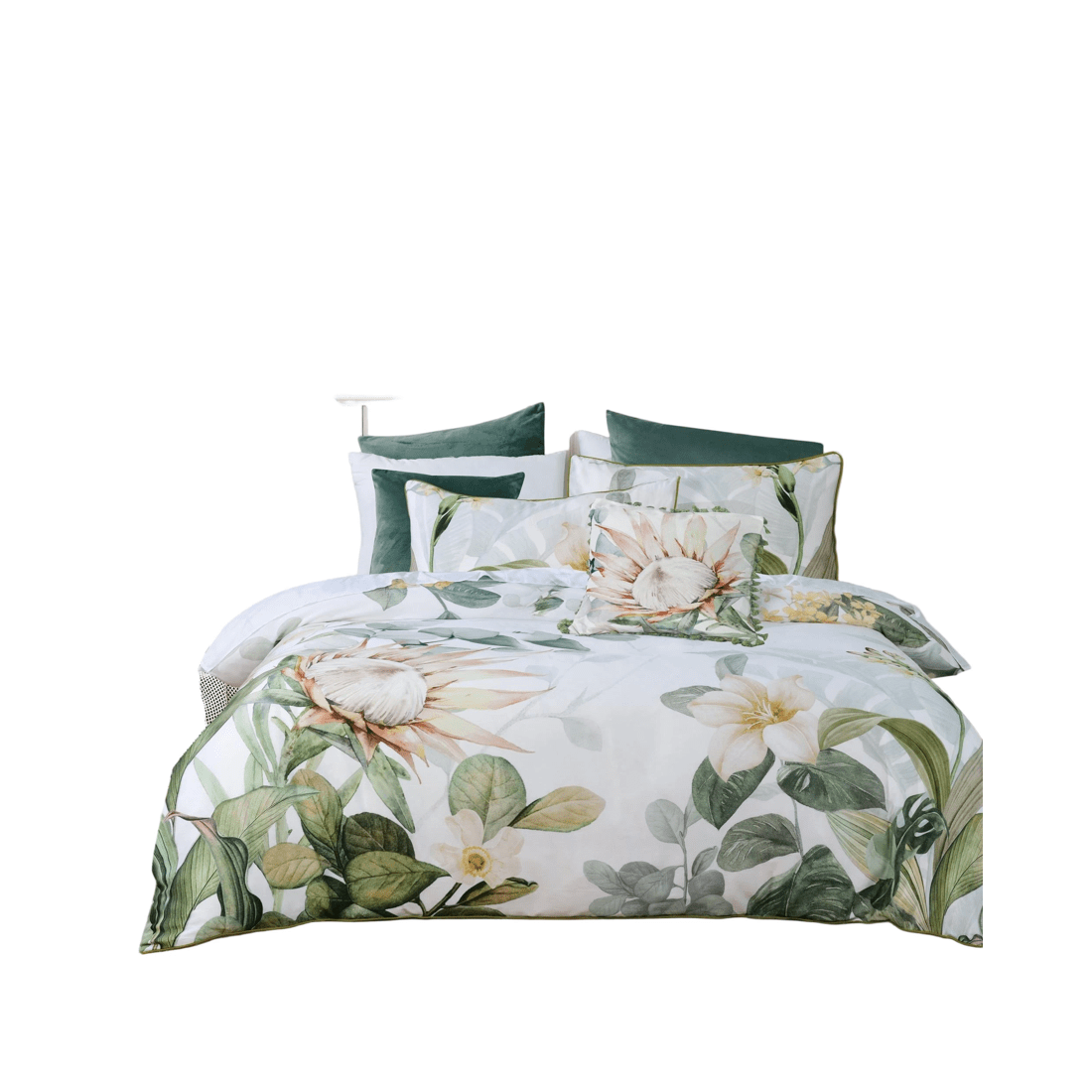 1 Bianca Bedding Helensvale Super King Quilt Cover Set - White Floral with Green Piped Edge
 - Super King Bed
 - white, 1 of 5