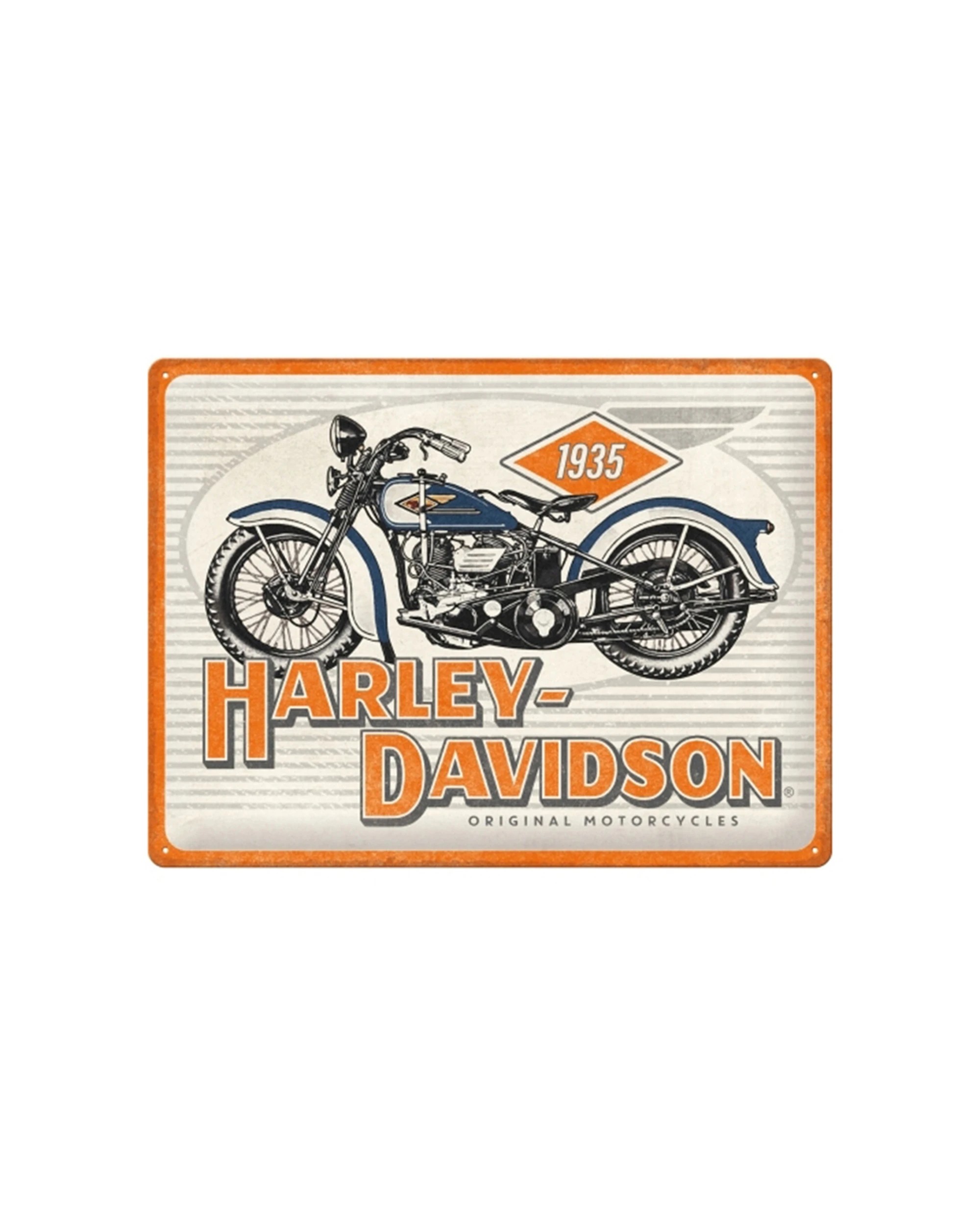 1 Nostalgic-Art Large 30x40cm Metal Wall Art Sign Plaque - Harley-Davidson Motorcycles 1935 - Orange, 1 of 1
