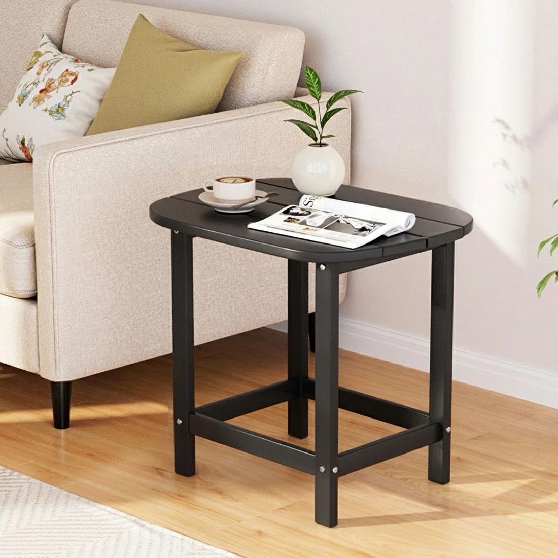 5 Gardeon Outdoor Coffee Side Table HDPE Desk Patio Furniture Camping Garden - Black, 5 of 6