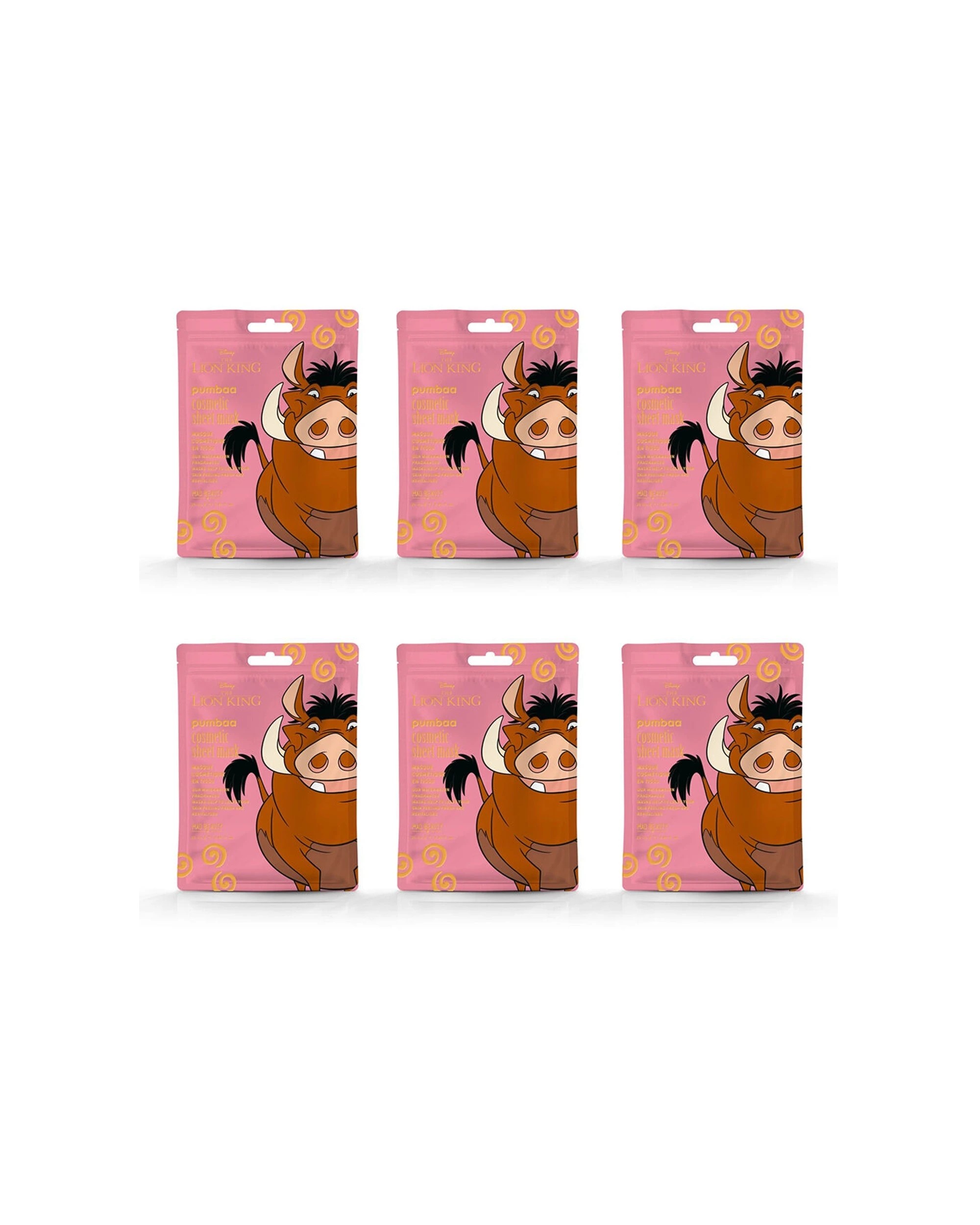 1 Disney 6PK Lion King Pumba Scented Skincare Sheet Face Mask 25ml Watermelon - Pink, 1 of 3