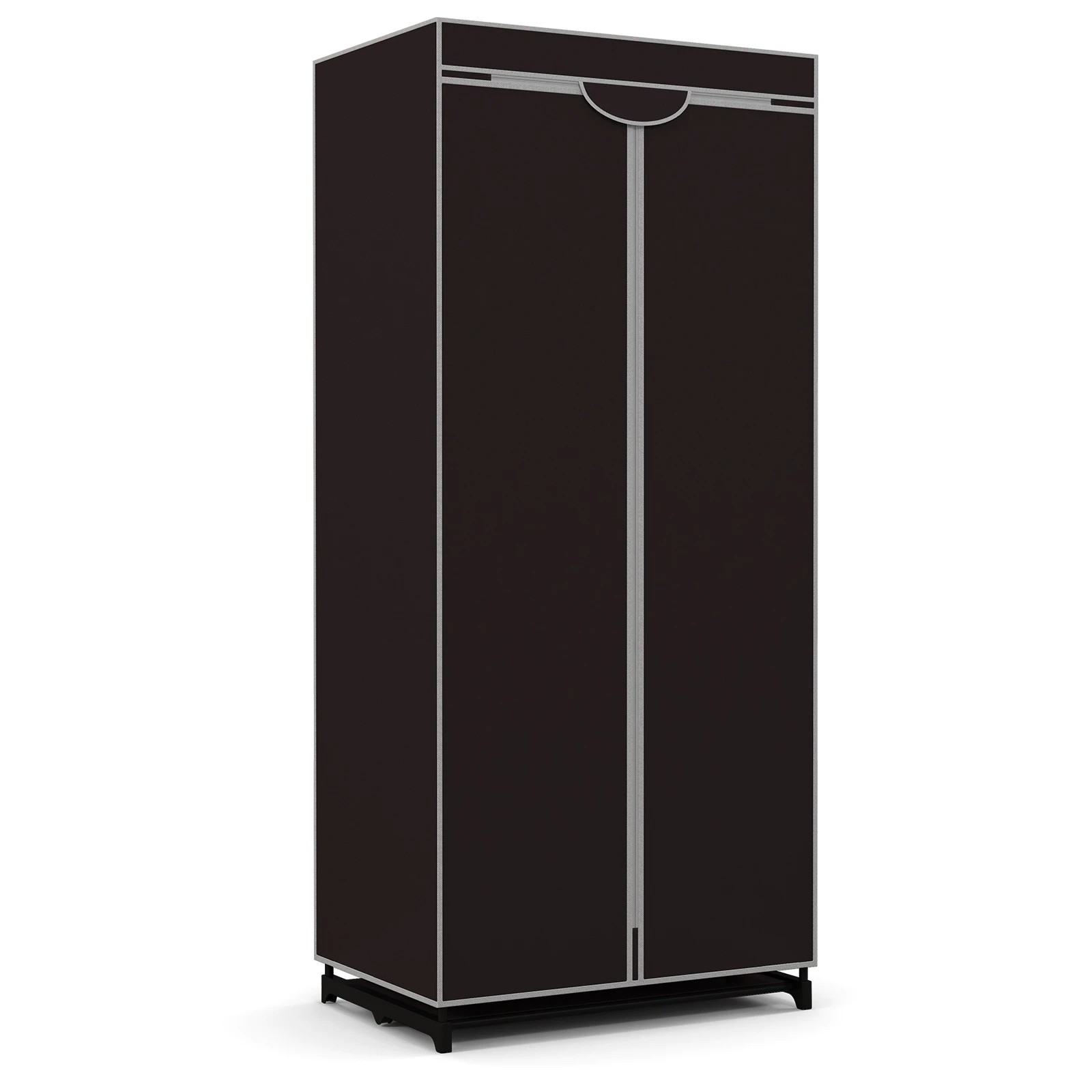 1 Costway Fabric Wardrobe Folding Garment Cabinet Clothes - Brown, 1 of 1