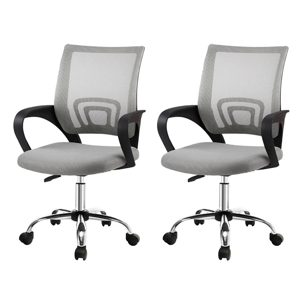 1 Artiss 2x Mesh Office Chair Mid Back - Grey, 1 of 6