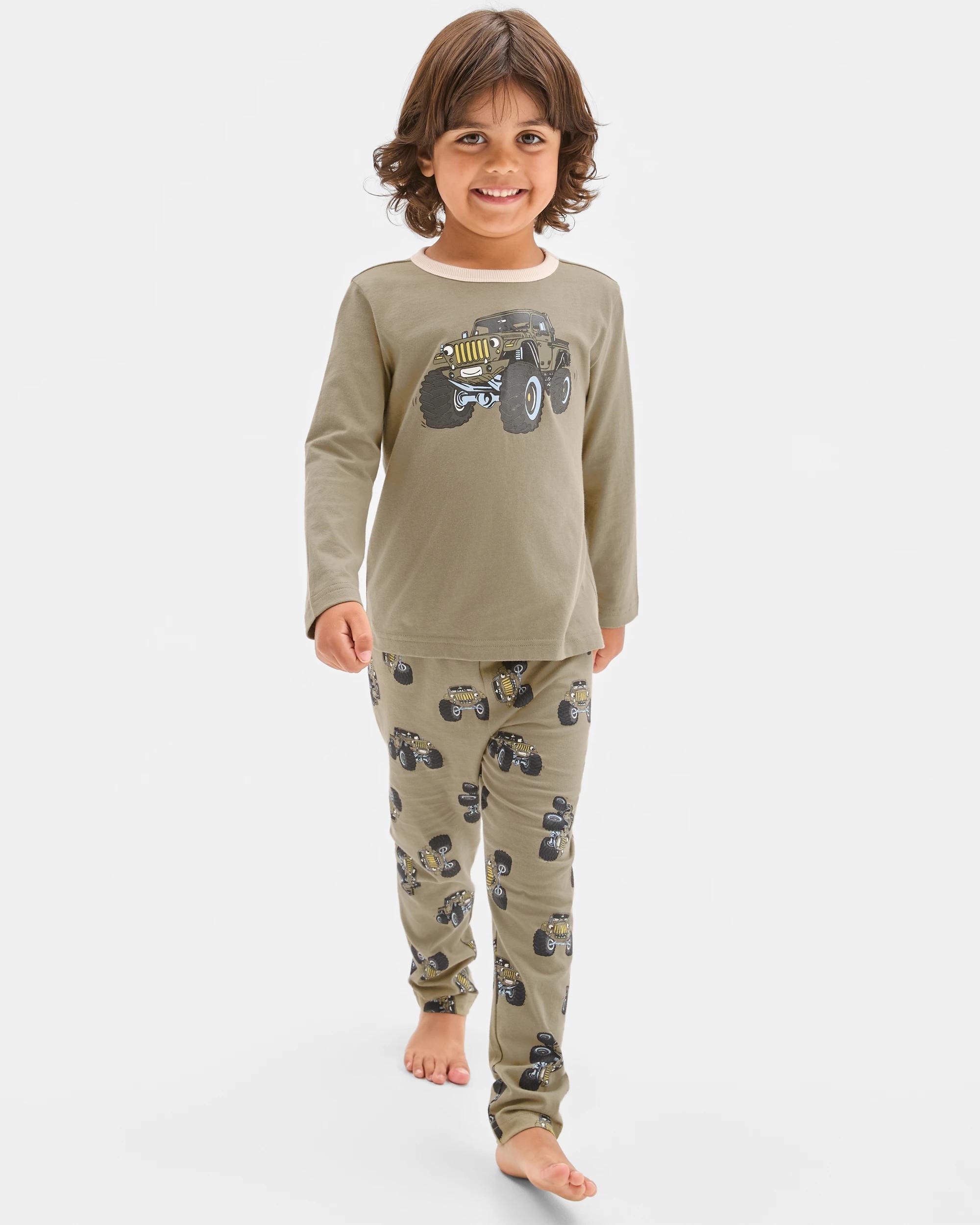 2 Target Kids Australian Cotton 2 Pack Younger Boys Knit Pyjama Set MONSTER TRUCK, 2 of 10