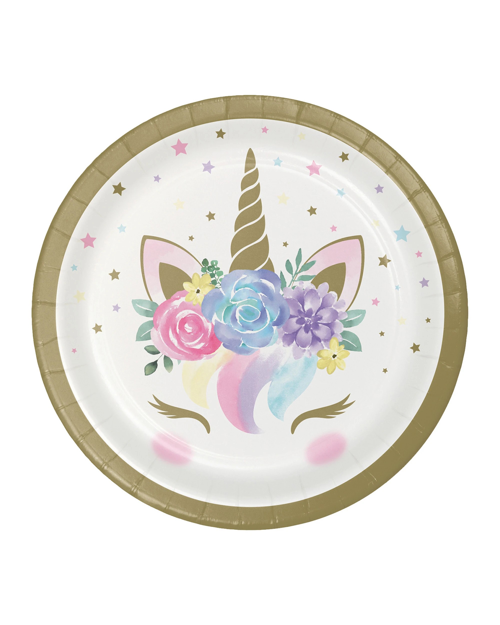 1 Creative Converting Floral Unicorn Small Paper Plates Pack of 8, 1 of 1