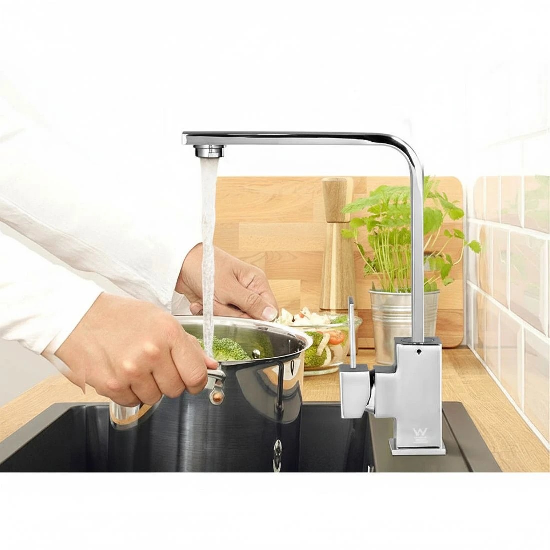 5 Cefito Kitchen Mixer Tap Mixer Square Sink Faucet Basin Laundry - Silver, 5 of 7