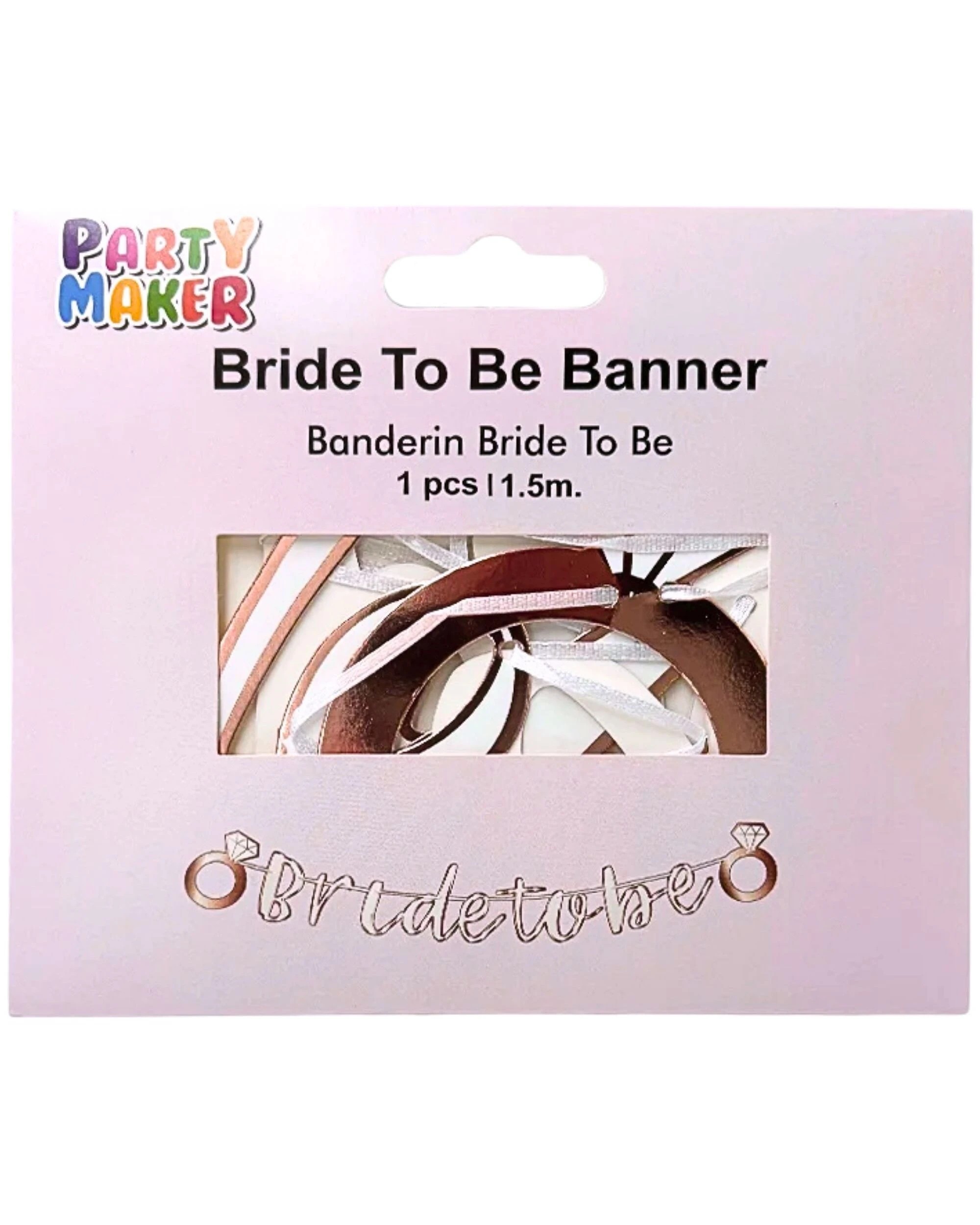 3 Party Maker Rose & White Bride To Be Banner 1.5m - Gold, 3 of 3