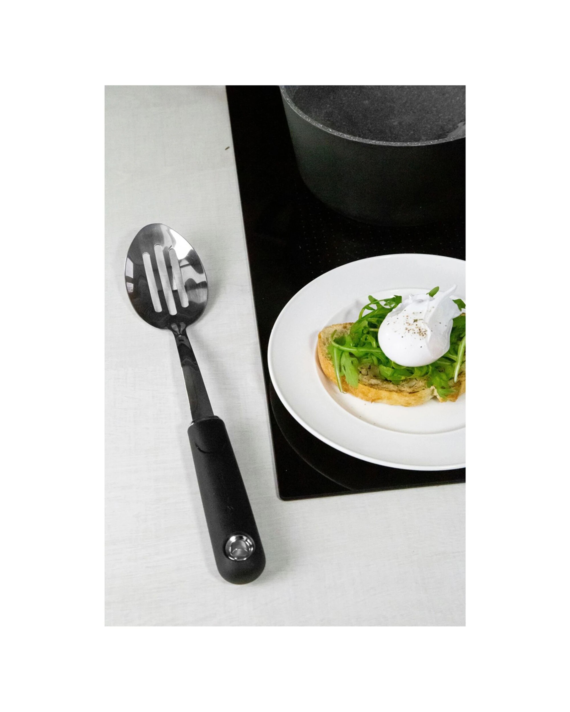 3 Mastercraft 3PK Soft Grip Stainless Steel Slotted Spoon 34cm - Black, 3 of 3