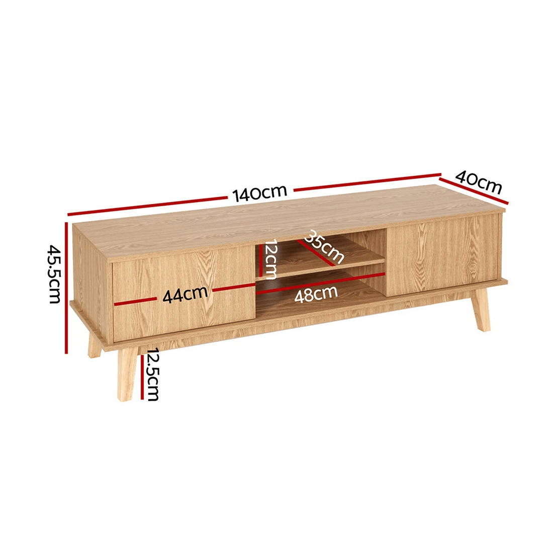 3 Artiss TV Cabinet Entertainment Unit Stand Storage 140CM - Brown, 3 of 6