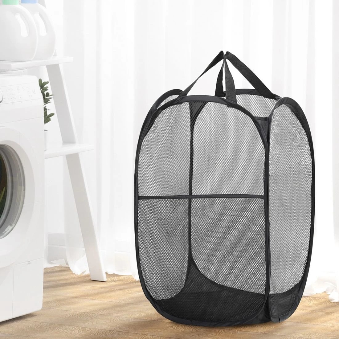 3 Artiss 2X Laundry Basket Hamper Foldable - Black, 3 of 7