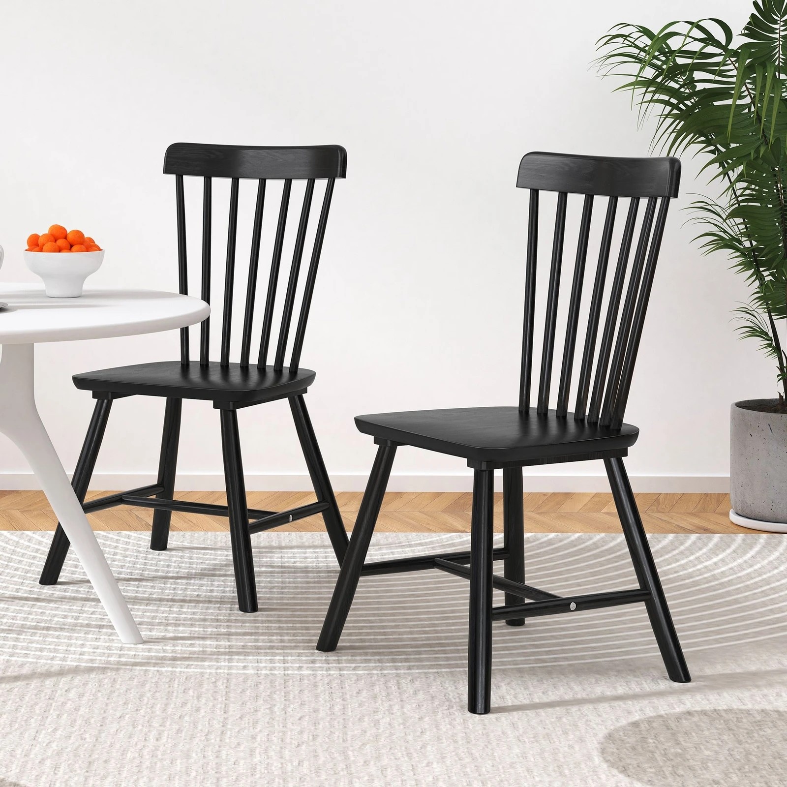 4 Alfordson 2x Dining Chairs Kitchen Lounge Cafe Retro Solid Wood Modern - Black, 4 of 10
