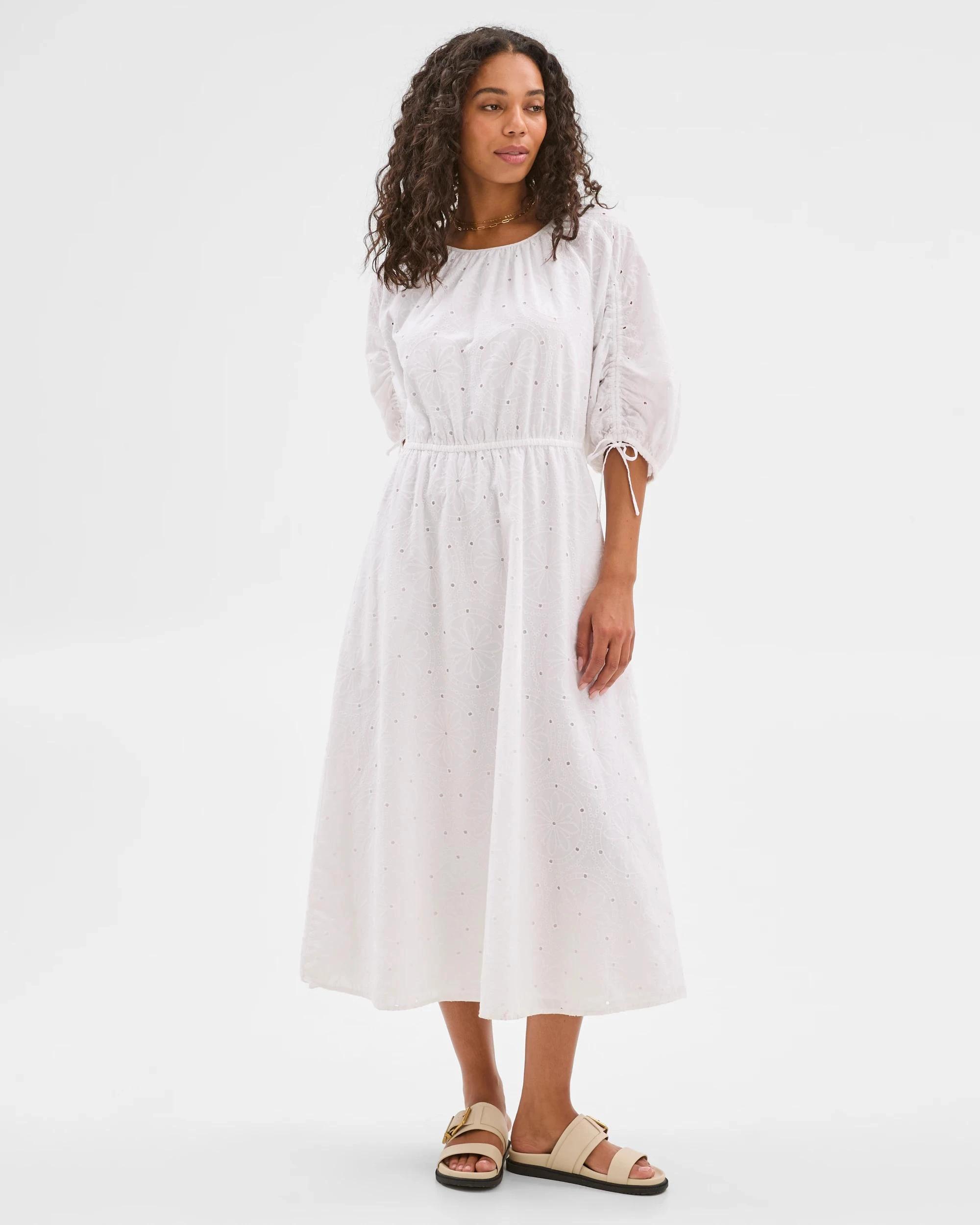 2 Target Woman Broderie Midi Dress WHITE, 2 of 7