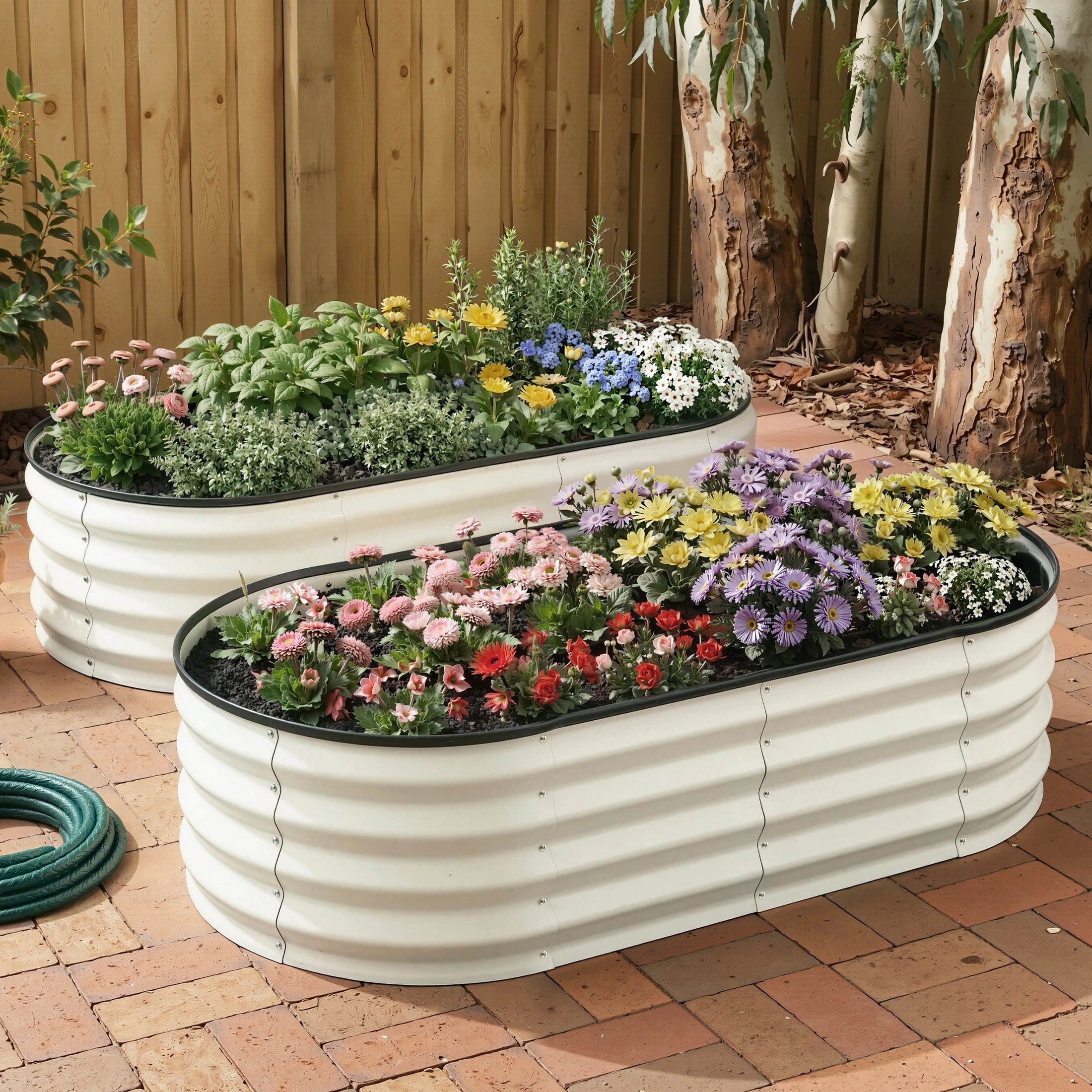5 Green Fingers Raised Garden Bed 2 Pack Galvanised Planter Box Rust Resistant - White, 5 of 5