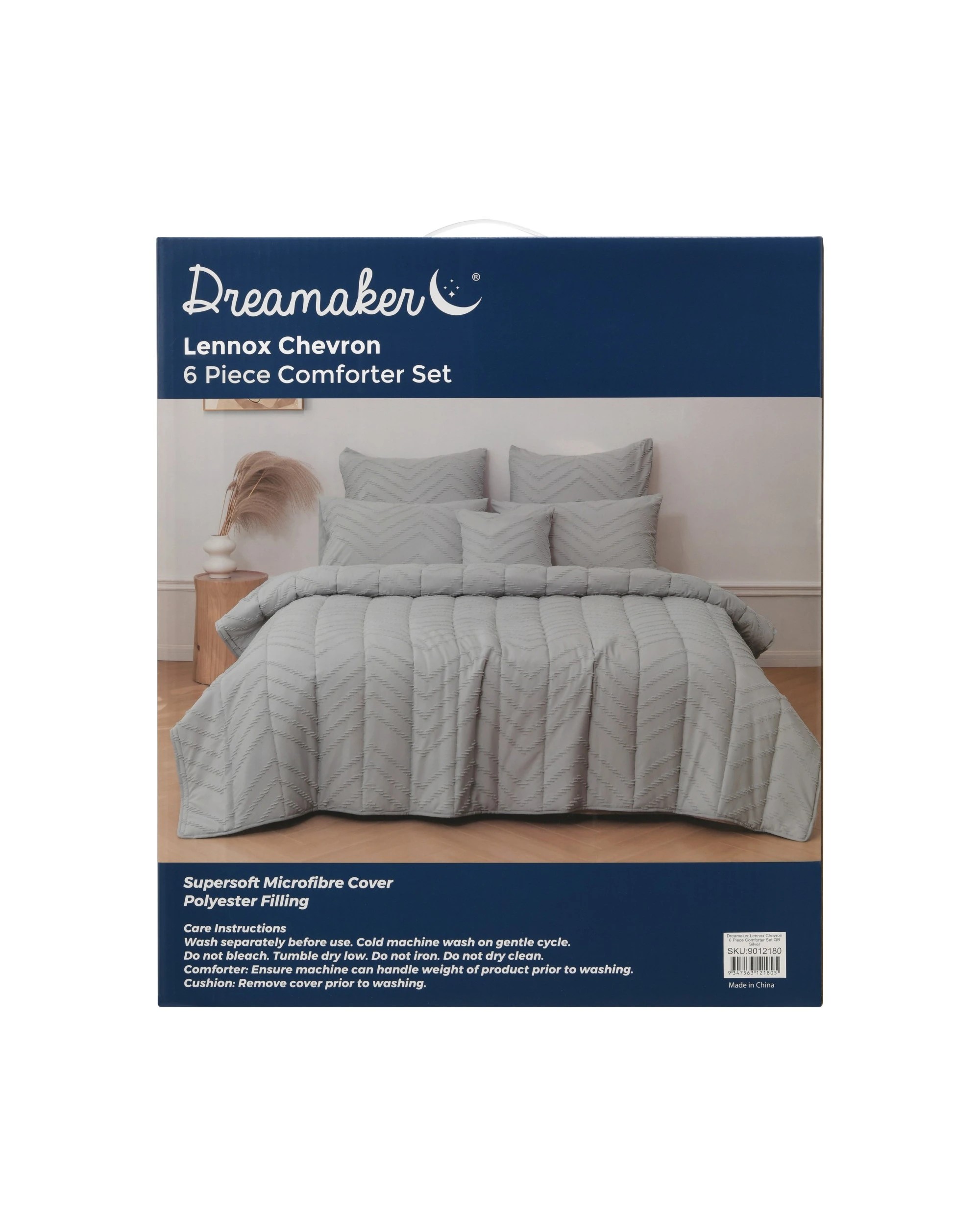 9 Dreamaker Lennox Chevron 6 Piece Comforter Set - Queen Bed - Silver, 9 of 9