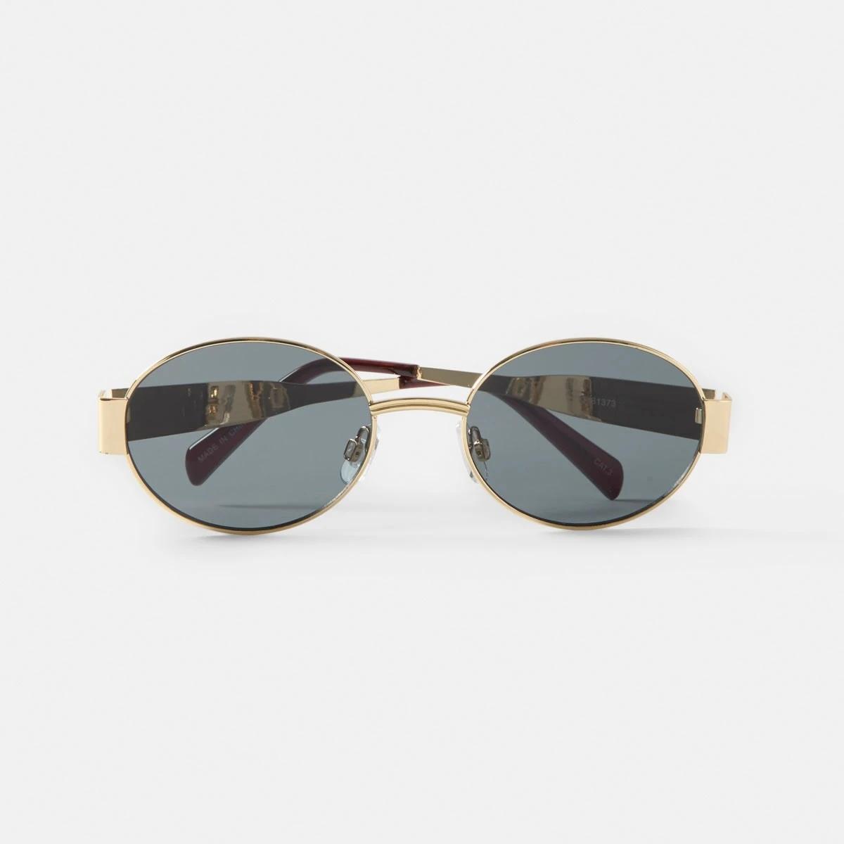 2 Oval Metal Sunglasses Gold, 2 of 6