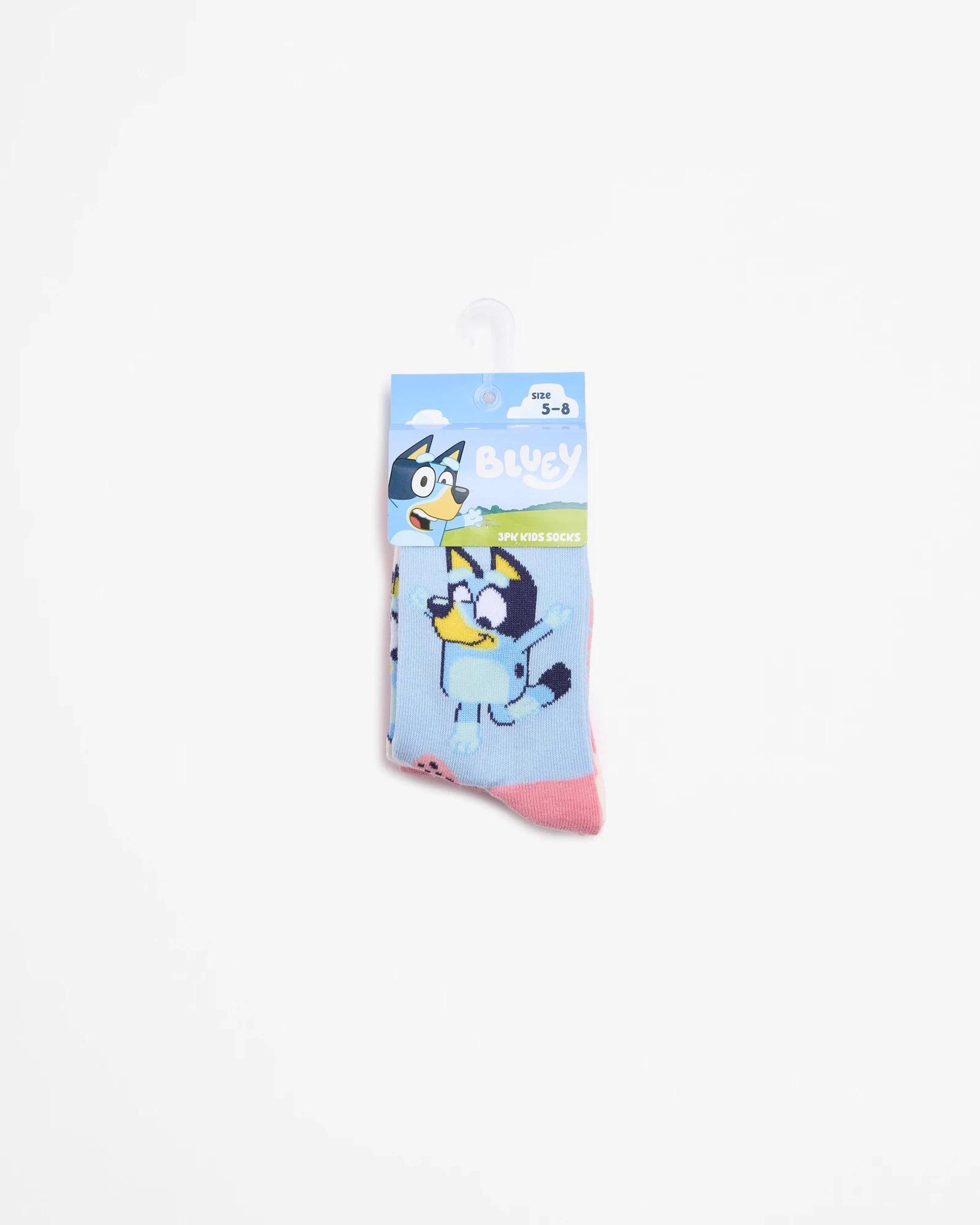 3 Bluey Strawberry Crew Socks 3 Pack PINK, 3 of 3