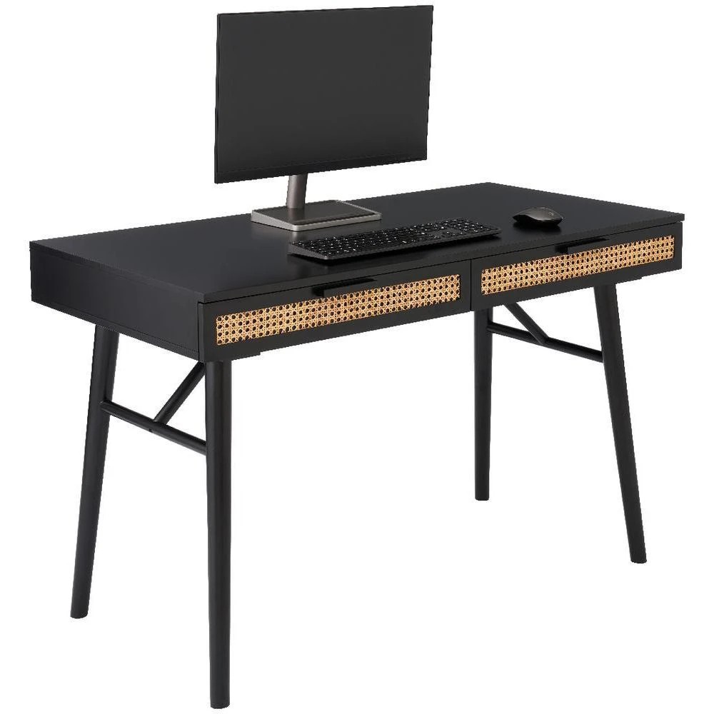 8 Nusa Rattan 1200mm 2 Drawer Desk Black Desks, Tables and Workstations, 8 of 10